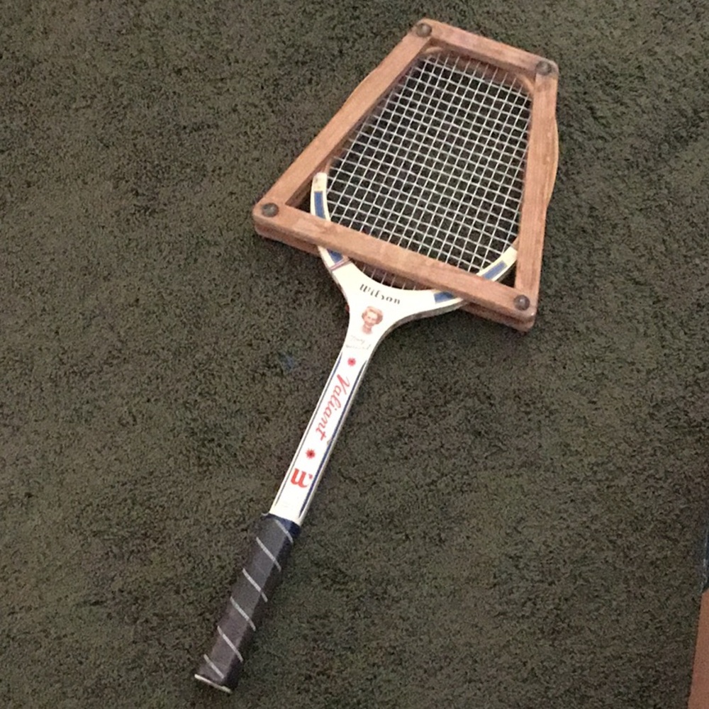 Vintage Tennis Racquet with Wooden Holder